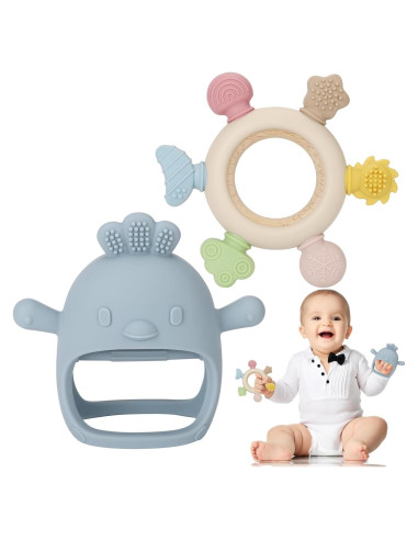 Socub Juguetes de Dentición para Bebés 0-12 Meses - Silicona y Madera