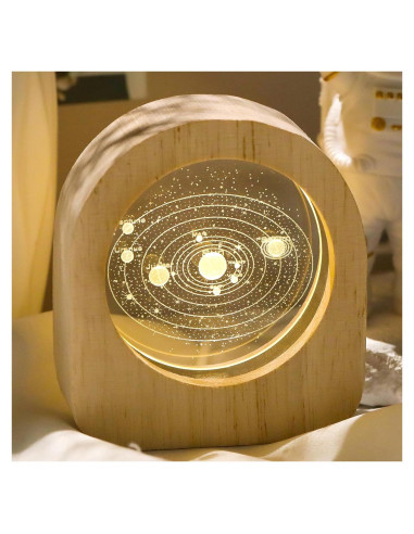 Luz Nocturna 3D de Madera Sistema Solar Ornalrist 7.5x8.5cm