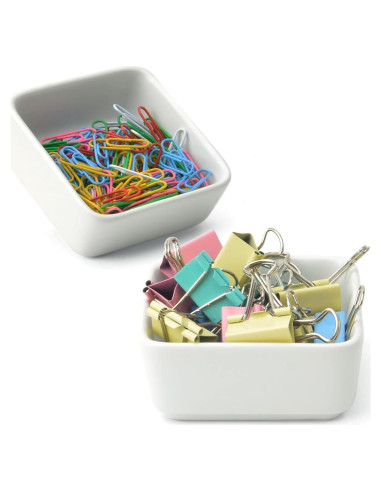 Soporte para Clips de Papel Cerámica SAMAZAMA 2 Pcs Blanco