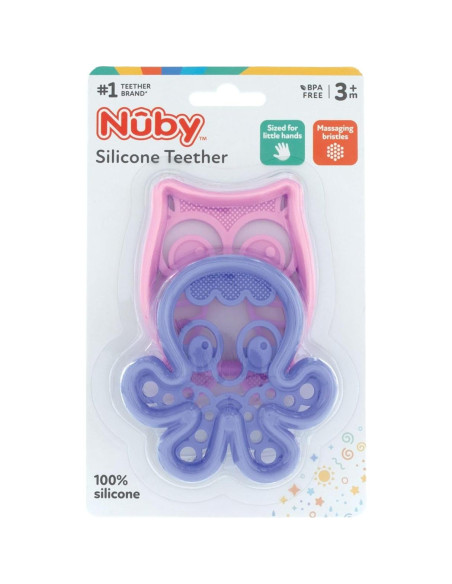 Mordedor de Silicona Nuby para Bebés 3+ Meses - Búho y Pulpo Mordedor de Silicona Nuby para Bebés 3+ Meses - Búho y Pulpo