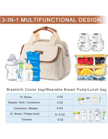 Bolsa de Enfriamiento de Leche Materna BABEYER 8.6L Crema Bolsa de Enfriamiento de Leche Materna BABEYER 8.6L Crema