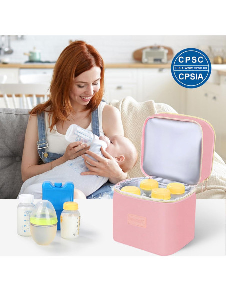 Bolsa de Enfriamiento PIIOSER Rosa para Leche Materna 4 Biberones Bolsa de Enfriamiento PIIOSER Rosa para Leche Materna 4 Biberones