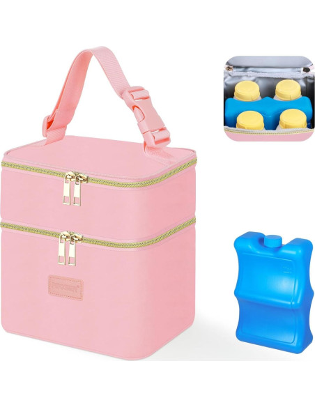 Bolsa de Enfriamiento PIIOSER Rosa para Leche Materna 4 Biberones Bolsa de Enfriamiento PIIOSER Rosa para Leche Materna 4 Biberones
