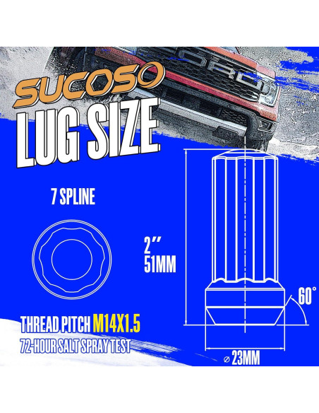 Tuercas de Rueda M14x1.5 SUCOSO 32pcs Negro 50mm Cónicas Tuercas de Rueda M14x1.5 SUCOSO 32pcs Negro 50mm Cónicas