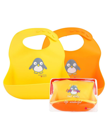 Baberos de Silicona NatureBond con Bolsa Impermeable - 2 Pcs