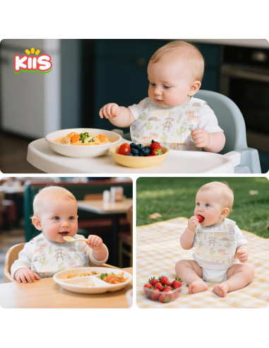Baberos Desechables KIIS para Bebés - Impermeables y Ajustables (20 PCS)