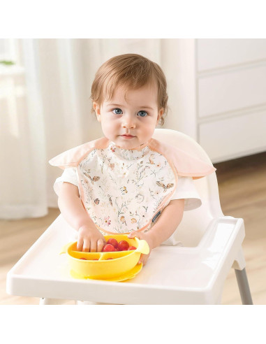 Baberos Impermeables GRSSDER 3-Pack Ajustables para Bebés