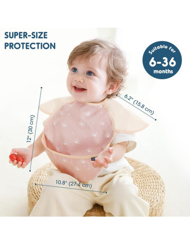Baberos Impermeables GRSSDER 3-Pack Ajustables para Bebés
