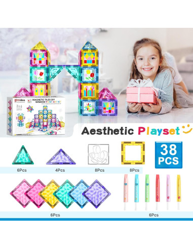 Juego de Azulejos Magnéticos DIY Gooidea 38PCS para Niños 3+