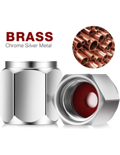 20 Tapones de Válvula de Neumático Frienda Hexagonales Plateados 2