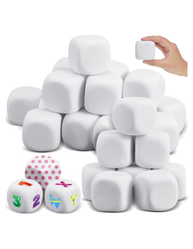 50 Dados Blancos de Espuma EVA Deekin 5 cm para Manualidades