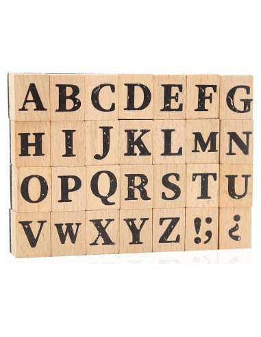 Juego de Sellos de Alfabeto de Madera ORNAROVI 28 Piezas
