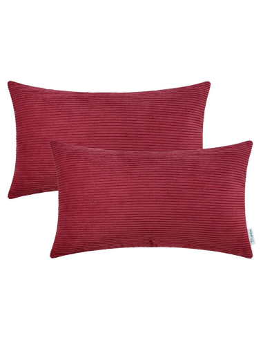 Funda de Cojín CaliTime Pack de 2 30x50 cm Rojo Oscuro