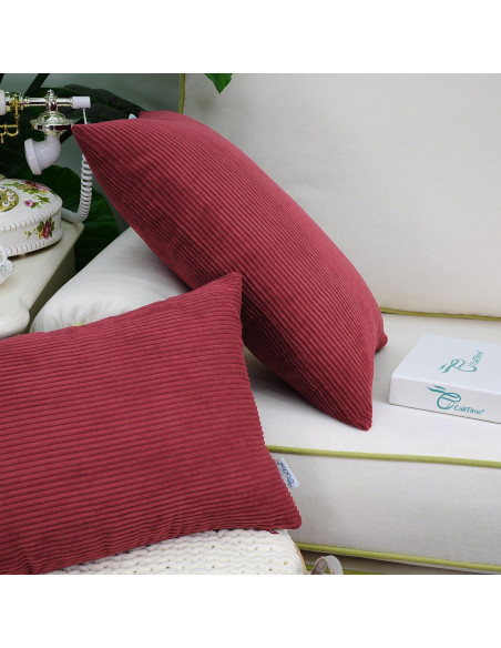 Funda de Cojín CaliTime Pack de 2 30x50 cm Rojo Oscuro Funda de Cojín CaliTime Pack de 2 30x50 cm Rojo Oscuro