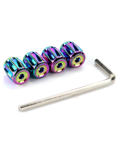 4 Tapones de Válvula de Neumático AVERZELLA Hexagonales Coloridos
