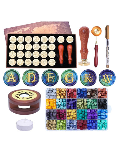 Kit de Sello de Cera A-Z SWANGSA con 624 Perlas y Calentador