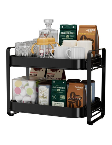 Soporte para Secar Tazas de 2 Niveles PXPUIQ - Organizador de Bar de Café