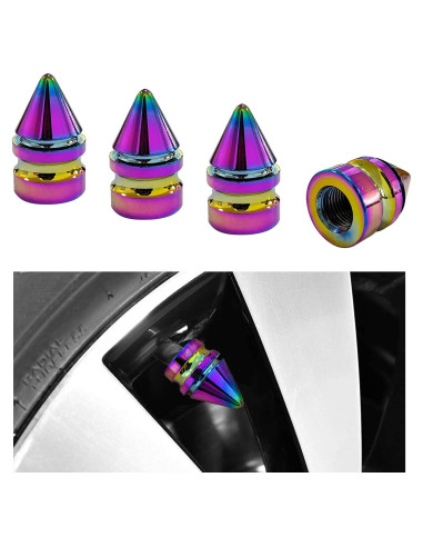 Ziciner Tapas de Válvula de Neumático de Coche 4 PCS Colorido