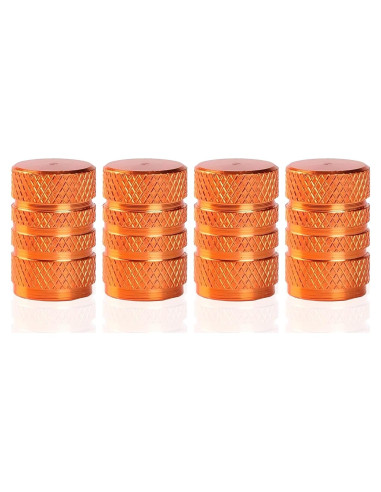 4 Tapones de Válvula de Neumático Zikefest Aluminio Naranja