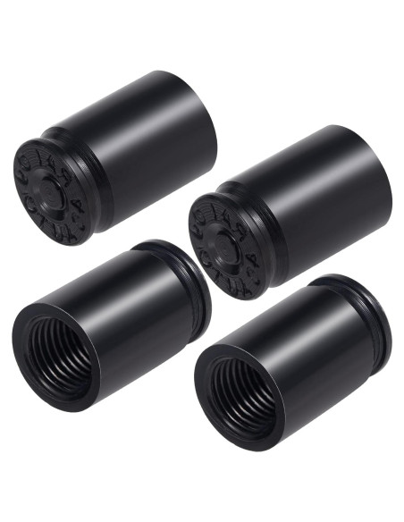 Tapas de Válvula en Forma de Bala PAGOW - 4 Pcs Aluminio Negro Tapas de Válvula en Forma de Bala PAGOW - 4 Pcs Aluminio Negro