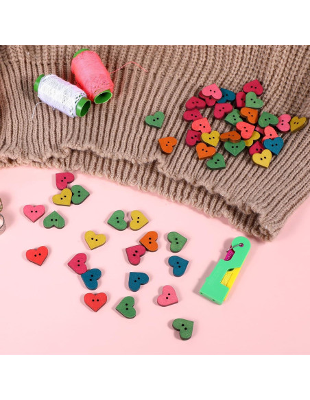 100 Botones de Madera Coloridos en Forma de Corazón QfwdfcTrenz 100 Botones de Madera Coloridos en Forma de Corazón QfwdfcTrenz