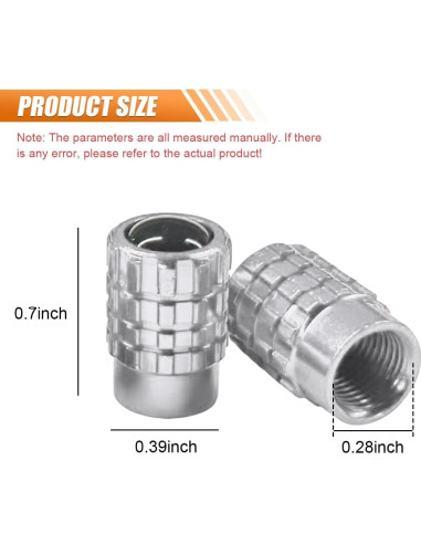 4 Tapones de Válvula de Neumático LHDOS Aluminio Plata