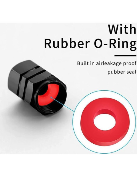 4 Tapones de Válvula de Neumático UBDVBMYZ Metal Negro 4 Tapones de Válvula de Neumático UBDVBMYZ Metal Negro