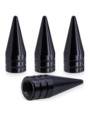 4 Tapones de Válvula de Neumático MEAJOO Aluminio Negro