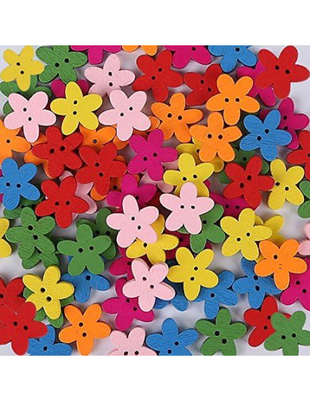 100 Botones de Madera Coloridos Rosenice 15mm para Costura 100 Botones de Madera Coloridos Rosenice 15mm para Costura