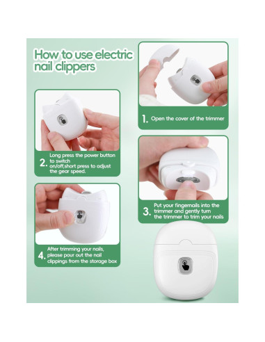 Cortador de Uñas Eléctrico BONISEN con Luz LED y Almacenamiento