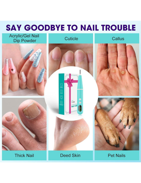 Taladro de Uñas Inalámbrico MEOUNEQU 12PCS, 9 Velocidades Taladro de Uñas Inalámbrico MEOUNEQU 12PCS, 9 Velocidades