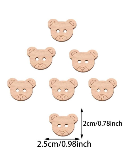 50 Botones de Madera en Forma de Oso Ynxee 25mm para Manualidades 50 Botones de Madera en Forma de Oso Ynxee 25mm para Manualidades