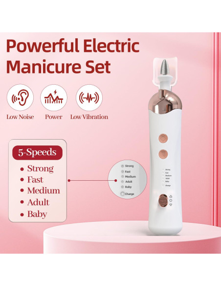 Lima de Uñas Eléctrica Inalámbrica 7d24hcare, 5 Velocidades Lima de Uñas Eléctrica Inalámbrica 7d24hcare, 5 Velocidades