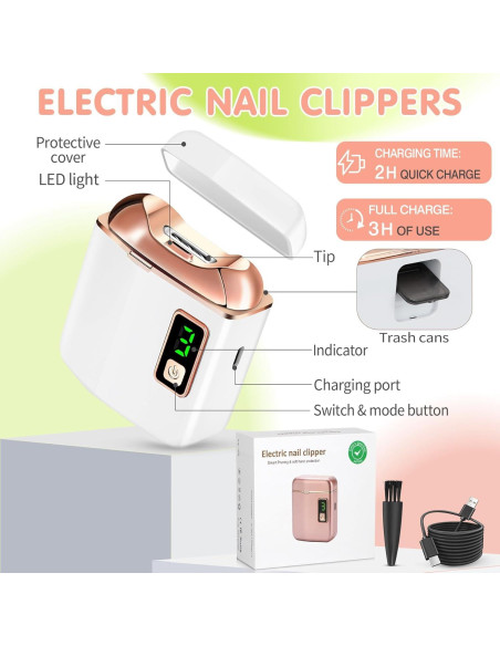 Cortador de Uñas Eléctrico Northlet con Luz LED - Blanco Cortador de Uñas Eléctrico Northlet con Luz LED - Blanco
