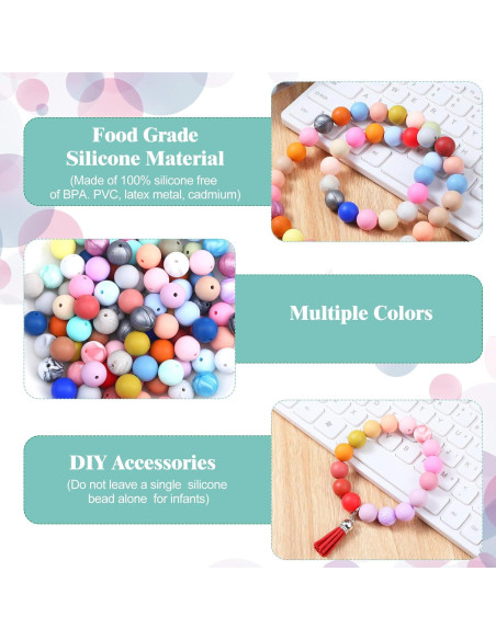 Lyrow 500 Perlas de Silicona Coloridas 15 mm para Manualidades Lyrow 500 Perlas de Silicona Coloridas 15 mm para Manualidades