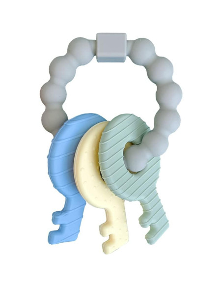 Llaves de Dentición para Bebés de Silicona - Alivio BPA Gris Llaves de Dentición para Bebés de Silicona - Alivio BPA Gris