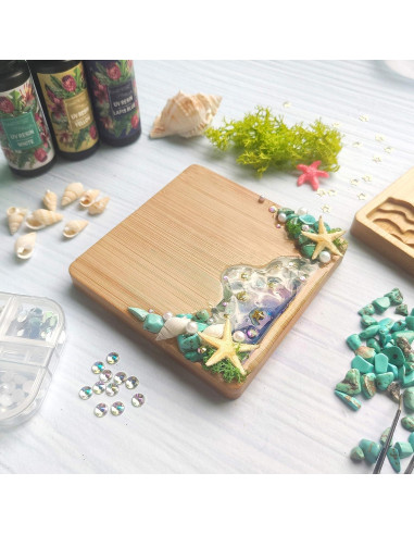 Juego de Posavasos de Madera FUNSHOWCASE 5 Piezas DIY Resina