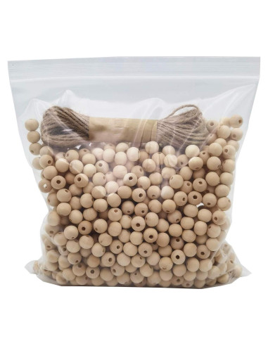 900 Perlas de Madera Natural 10mm INSPIRELLE + Cuerda de Yute