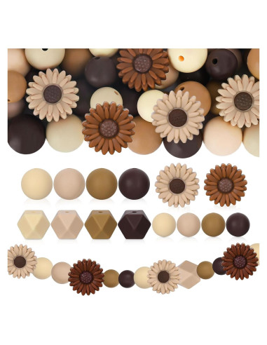 Perlas de Silicona Marrón Whaline 100Pcs para Manualidades DIY