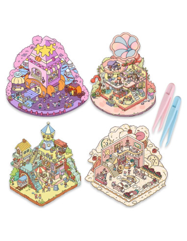 Paquete de 4 Libros de Stickers 3D NiXianLinGo - Diversión Mágica