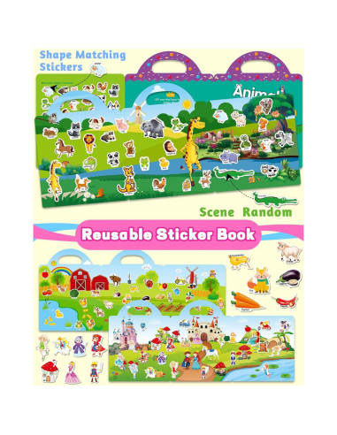 Libro de Pegatinas Reutilizables Walenced 115 Piezas 2-4 Años