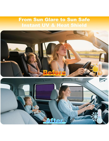 Sombrillas para Ventanas de Auto XCBYT - Paquete de 4, UV y Privacidad Sombrillas para Ventanas de Auto XCBYT - Paquete de 4, UV y Privacidad