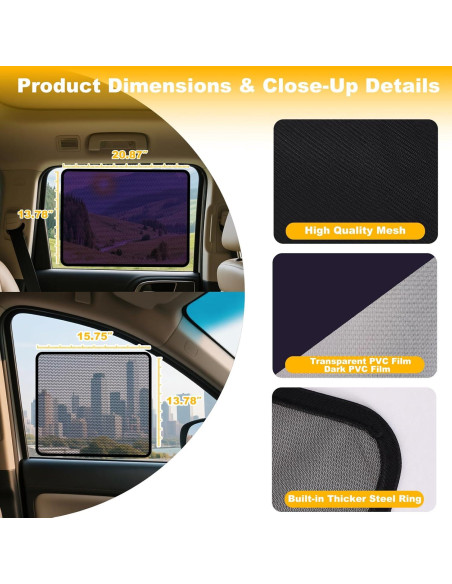 Sombrillas para Ventanas de Auto XCBYT - Paquete de 4, UV y Privacidad Sombrillas para Ventanas de Auto XCBYT - Paquete de 4, UV y Privacidad