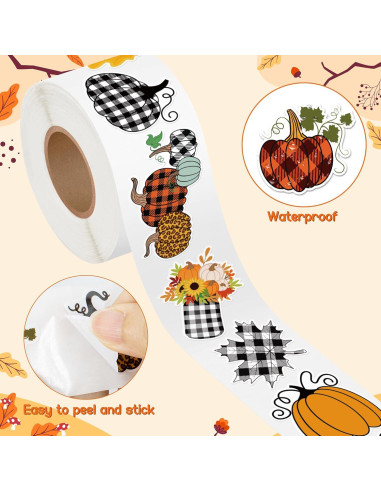 Calcomanías de Calabaza Otoñales BkeeCten - 1000 Piezas