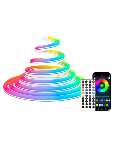 Tira de Luces LED Neón 5m Heromind IP67 Control APP RGB