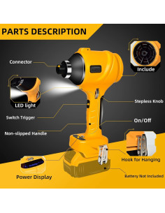 Soplador de Polvo Inalámbrico HUICCN 20V para Batería Dewalt 2