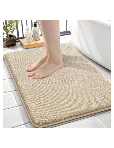 Alfombra de Baño OLANLY Espuma de Memoria Beige 61x41 cm Alfombra de Baño OLANLY Espuma de Memoria Beige 61x41 cm