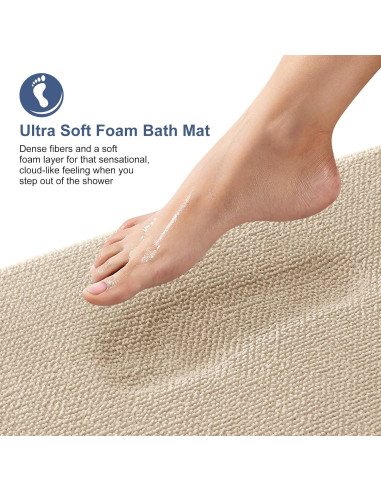 Alfombra de Baño OLANLY Espuma de Memoria Beige 61x41 cm