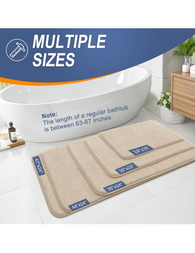 Alfombra de Baño OLANLY Espuma de Memoria Beige 61x41 cm
