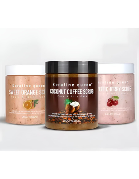 Set Exfoliantes Facial y Corporal Keratine Queen 300g - Café de Coco y Naranja Dulce Set Exfoliantes Facial y Corporal Keratine Queen 300g - Café de Coco y Naranja Dulce